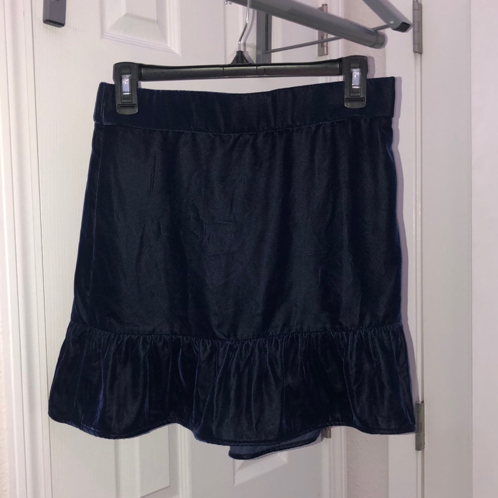 J Crew navy blue velvet skirt